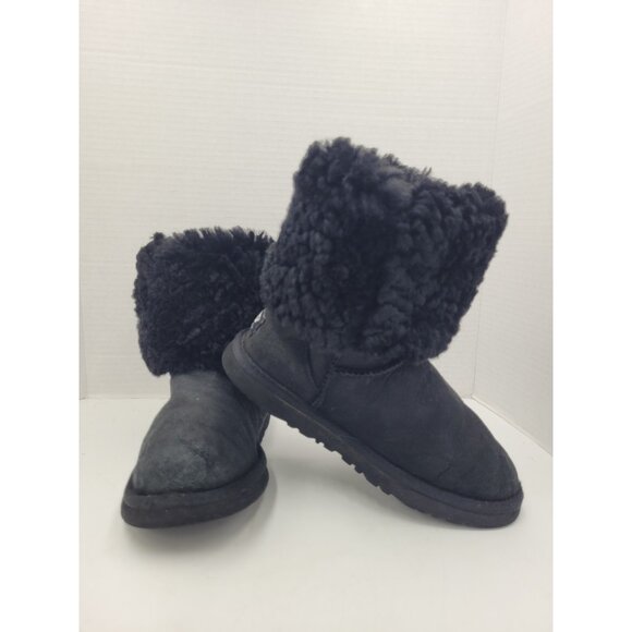 UGG Women's Australia Tall Sheepskin Suede Boots Black Style 5815 Size 5 EU 36 - Picture 14 of 15